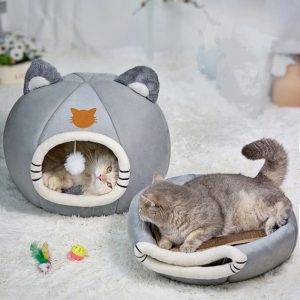 Deep Sleep Comfort In Winter Cat Bed Little Mat Basket For Cat's House Products Pets Tent Cozy Cave Cat Beds Indoor For Dog